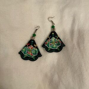 Floral Embroidered Earrings